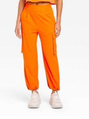 JoyLab Bright Orange Cargo High Rise Joggers NWT